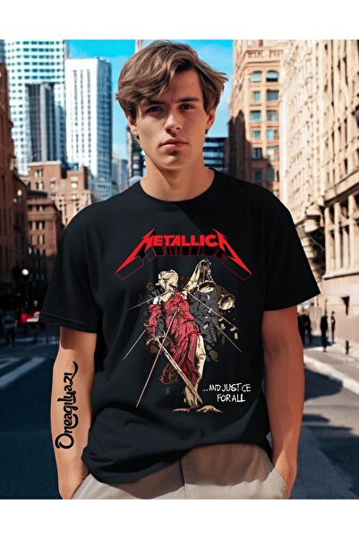 oneagılyazı Metallica Baskılı Erkek Oversize T-Shirt