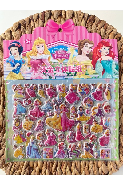 PABS Prensesler-3D Prenses Kabartmalı Sticker-2 Sayfa 80 Adet (Boyut 22x18 cm)
