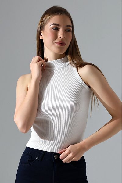 Rabi Shine Rabi̇ Shi̇ne Women's Turtleneck Sleeveless Body