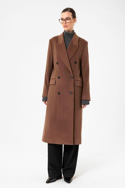 Antioch Brown Women's Double Breasted Long Coat