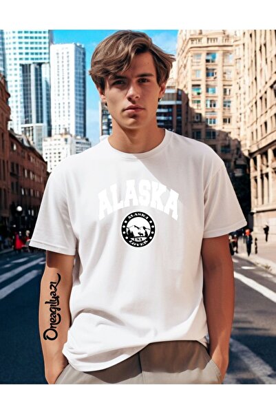oneagılyazı Мъжка тениска с голям размер с принт „Аляска“