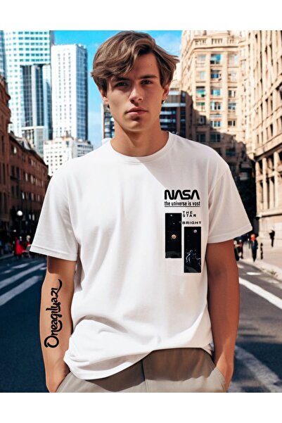oneagılyazı Tricou oversize pentru bărbați cu imprimeu NASA