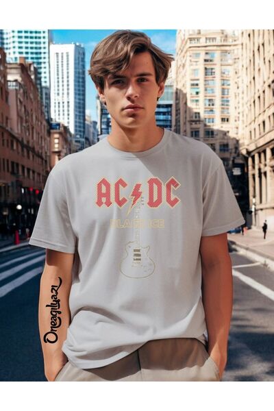 oneagılyazı Ac Dc Printed Men's Oversize T-Shirt