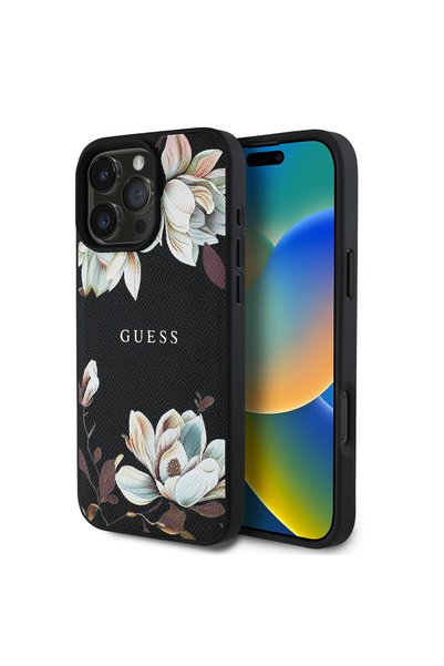 Guess 16 Pro Max Kılıf uyumlu  Guess Lisanslı Magsafe Özellikli Çiçek Tasarım...
