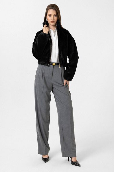 Antioch Black Women's Elastic Waist Faux Coat