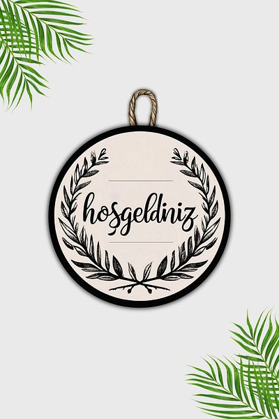 Dormot Wooden Digital Print - Wreath Design Welcome - Door Ornament