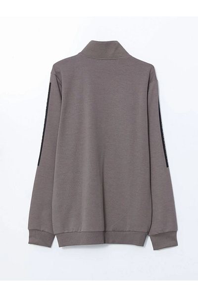 LC Waikiki Lcwaikiki Men's Basic Brown Stand Collar Long Sleeve Sweatshirt