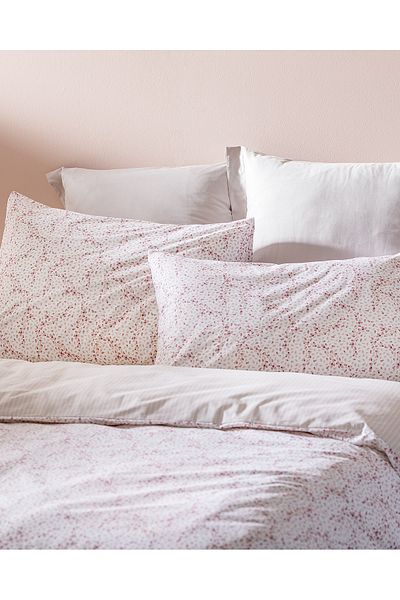 Madame Coco Octave Ranforce Printed Double Elastic Duvet Cover Set - Powder