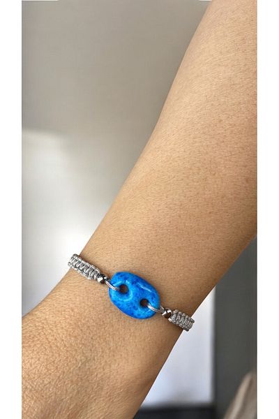 Bensei Takı Dükkanı Bensei̇ Syriac Beaded Adjustable Lame Bracelet with Brass Bead Detail