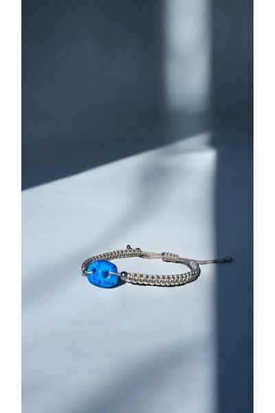 Bensei Takı Dükkanı Bensei̇ Syriac Beaded Adjustable Lame Bracelet with Brass Bead Detail