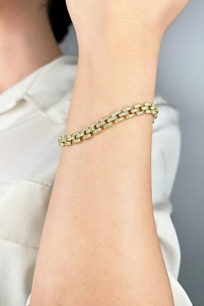 Sose Moda Xuping Full Lap Zircon Vip Imprint Bracelet - Gold