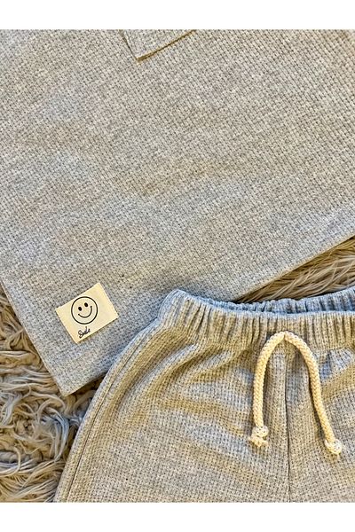 enes baby Waffle Fabric Tshirt Shorts Male Child 2 Pcs Set