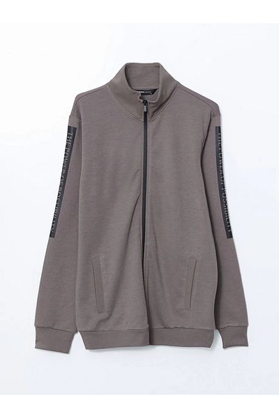 LC Waikiki Lcwaikiki Men's Basic Brown Stand Collar Long Sleeve Sweatshirt