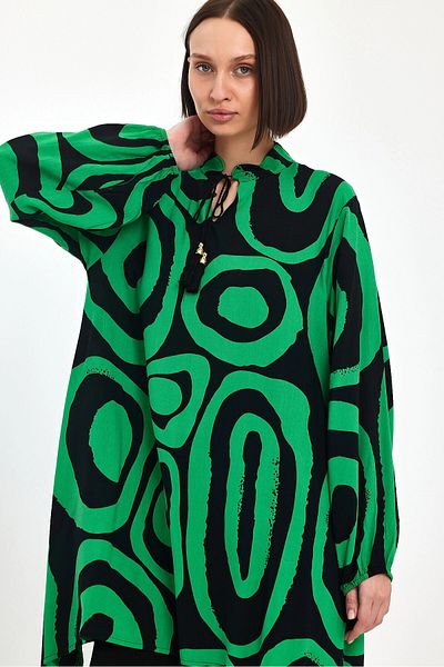 bacc Set pantaloni și tunică cu imprimeu geometric verde de mărime mare - Comfort Fit BCVL- 241017