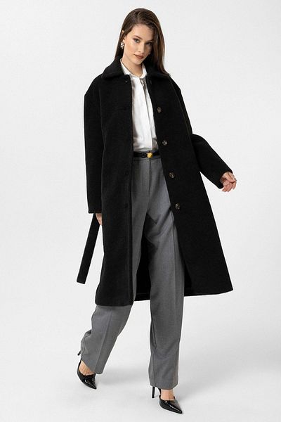 Antioch Black Women's Belted Soft Textured Coat