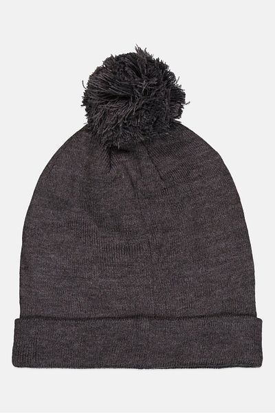 Sun Stone Men Textured Pom Beanie Hat, Grey