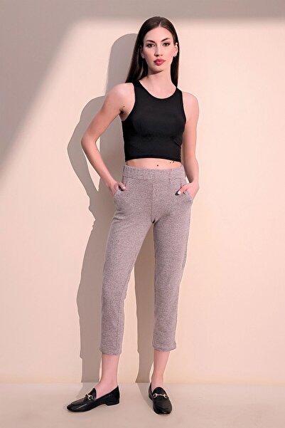 Juuuj Γυναικεία φούτερ με μαλακή υφή με ελαστική μέση σε πούδρα με τσέπες - ίσια κοπή και φορέστε