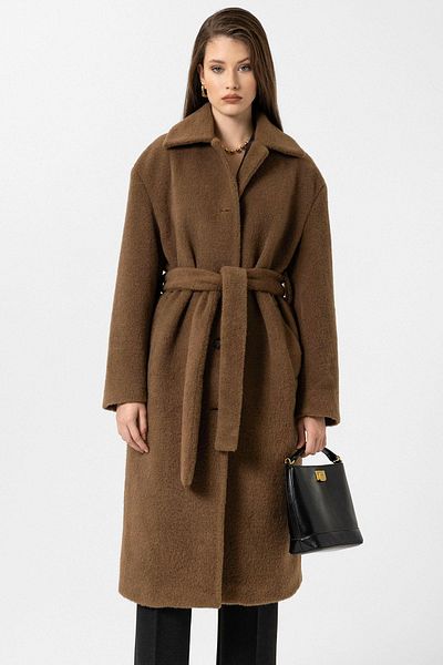 Antioch Brown Women's Belted Soft Textured Coat