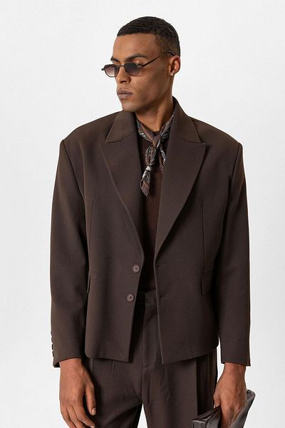 Antioch Dark Brown Crop Fit Men's Blazer Jacket