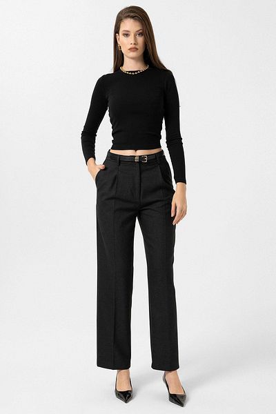 Antioch Black Women's High Waist Pleated Pants