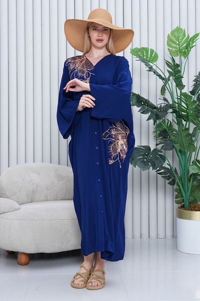Eceyaman moda Women's Collar Pul Embroidered Large Size Dress