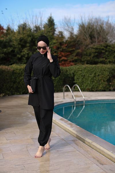 dilber fashion Σετ μαγιό Hijab με κορδόνι που δένει τη μέση με μπόνε και τσάντα δώρο
