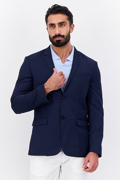 Calvin Klein Men Fitted Solid Semi-formal Blazer, Navy Blue