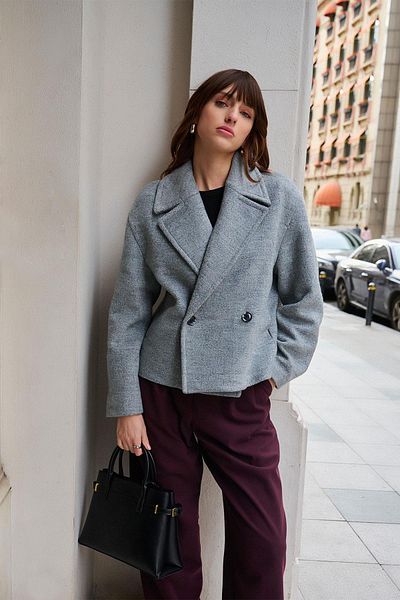 Antioch Gray Women's Wool Blended Double Breasted Closure Coat