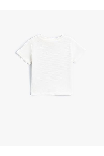 Koton Tricou imprimat, cu mânecă scurtă, cu decolteu, bumbac