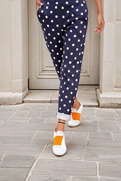 NEW LAVİVA Polka Dot, Elastic Waist, Pocket Detail, Casual Trousers