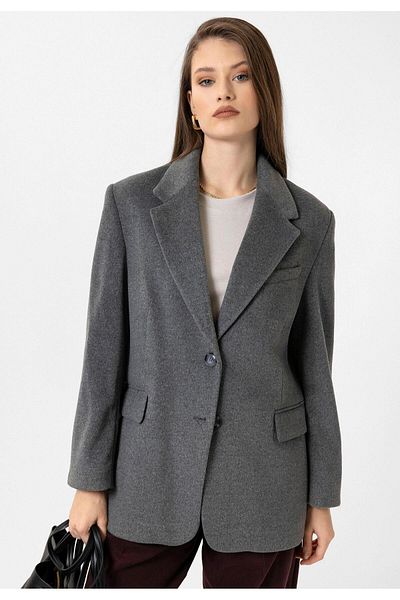 Antioch Anthracite Women's Wool Blended Blazer Jacket