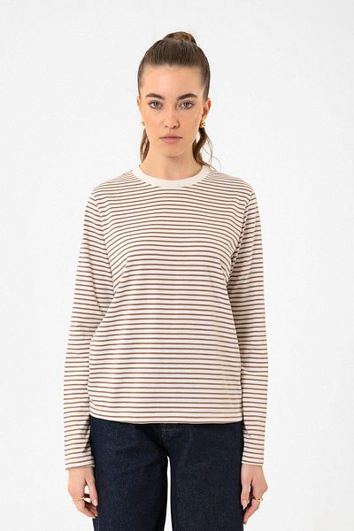 Antioch Brown Women's Striped Seasonal Sweater