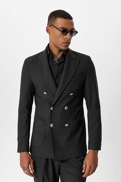 Antioch Anthracite Unlined Double Breasted Men's Blazer Jacket