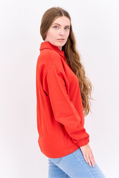 Lyle & Scott Women Spread Collar Brand Logo Long Sleeves Sweatshirt, Selvedge Red