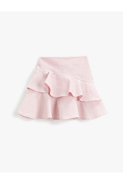 Koton Mini Etek Fırfırlı Katlı Beli Lastikli