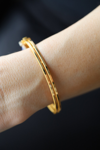 Yenigün Kuyumculuk 14 Ayar Altın 2 li Ajda Bilezik Modeli Kelepçe