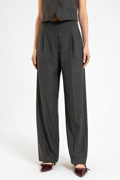 Antioch Anthracite Women's High Waist Striped Trousers