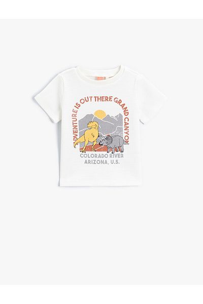 Koton Dog Printed T-Shirt Short Sleeve Crew Neck Cotton