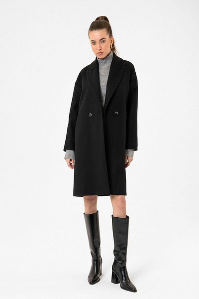 Antioch Black Women's Double Breasted Oversize Coat