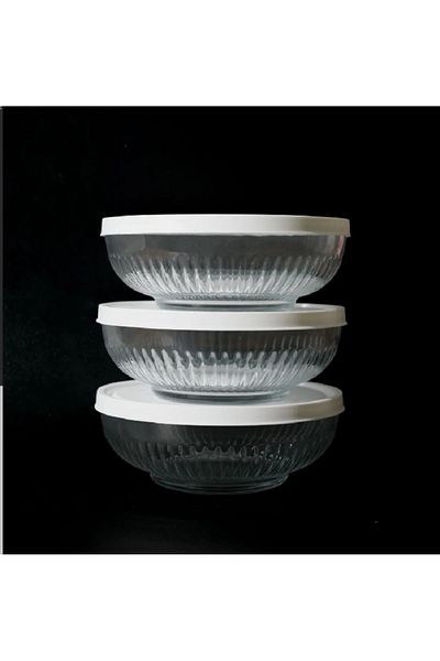 LAV Feyzade Tokyo - 3-Piece Storage Container Set 1500Cc White with Lid