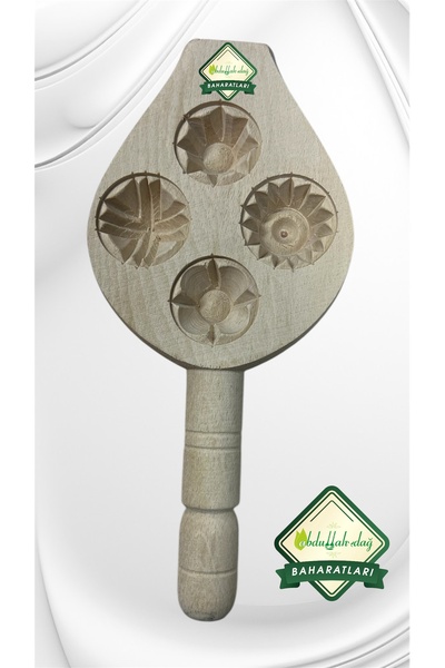 Hacıoğlu baharat Hatay Yöresel 4’lü Lokmalık Ahşap Tahta Pasta Kömbe Kerebiç Kalıbı 011