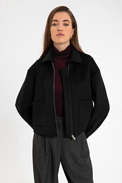 Antioch Jachetă scurtă în amestec de lână pentru femei negre