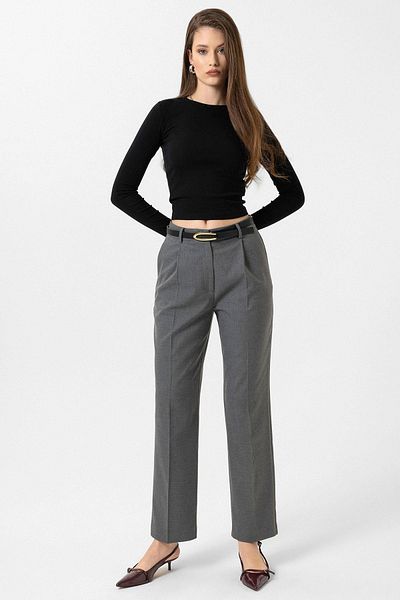 Antioch Gray Women's High Waist Pleated Pants