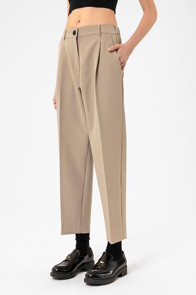 Antioch Beige Women's High Waist Straight Fit Short Pants