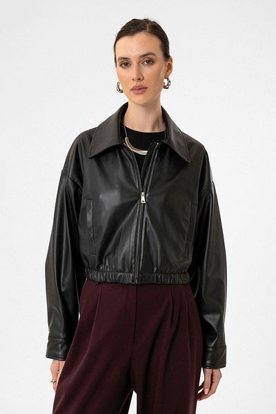 Antioch Black Crop Faux Leather Women's Jacket