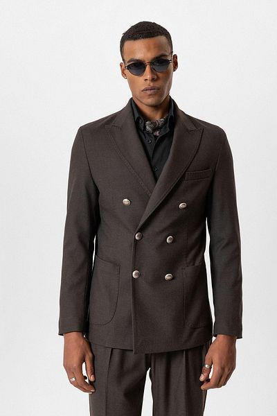 Antioch Brown Unlined Double Breasted Men's Blazer Jacket