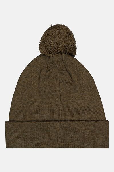Sun Stone Men Textured Pom Beanie Hat, Olive