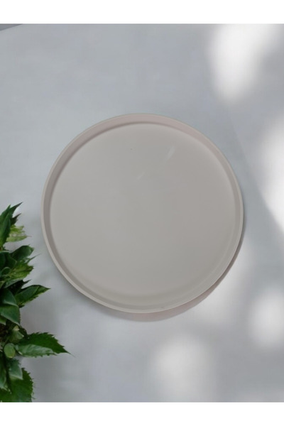 candela Dekoratif Beton 25 cm Organizer Tepsi Beyaz Saksı/Mum Altlığı