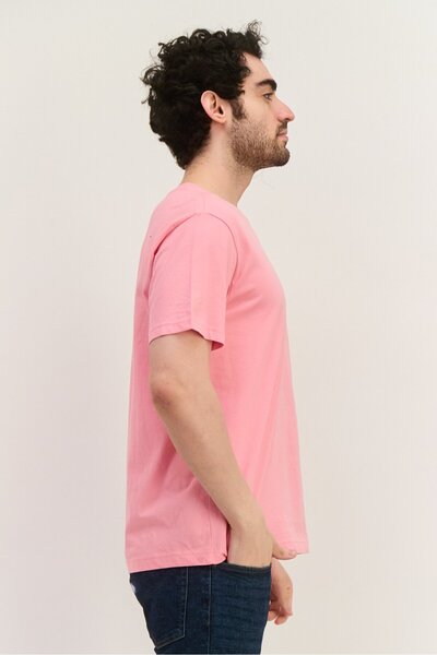 GAP Men Crew Neck Short Sleeves Plain T-Shirt, Pink