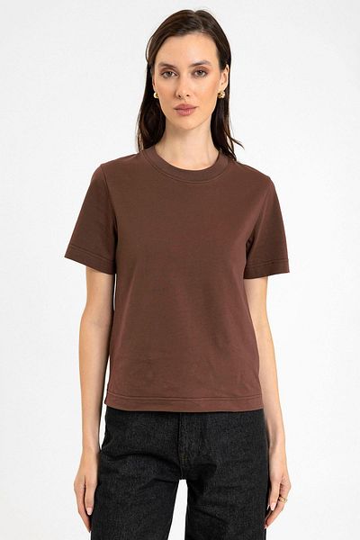 Antioch Brown Women's Crew Neck Basic T-Shirt
